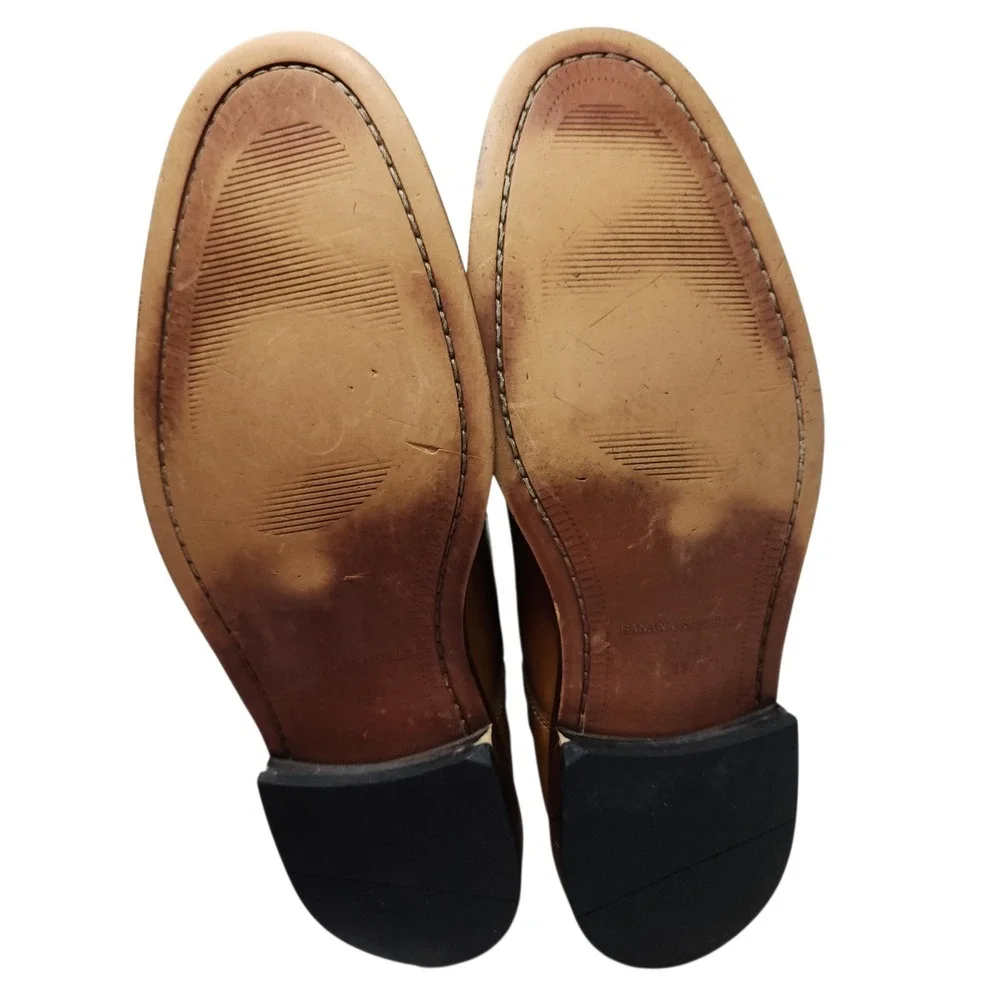 Banana Republic Dress Shoes 11 Mens Tan Genuine Italian Leather Oxford Derby‎